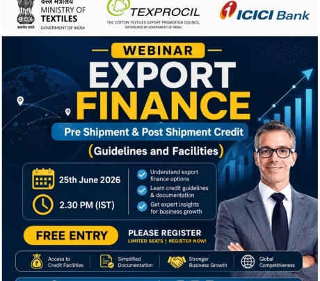 TEXPROCIL WEBINAR:: Export Finance – Pre-Shipment & Post-Shipment Credit: Guidelines and Facilities